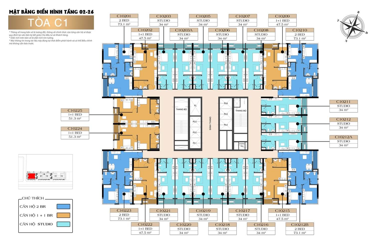 Mặt bằng tầng 2-26 tòa C1 Sun Centro Town dự án Sun Elite City Hạ Long