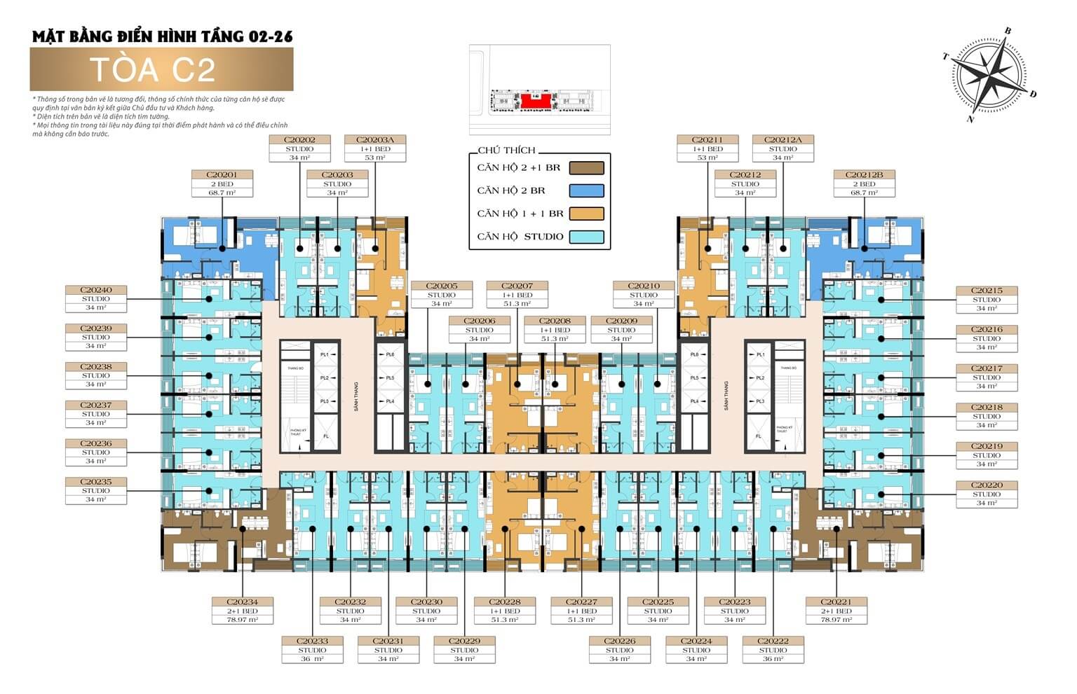Mặt bằng tầng 2-26 tòa C2 Sun Centro Town dự án Sun Elite City Hạ Long
