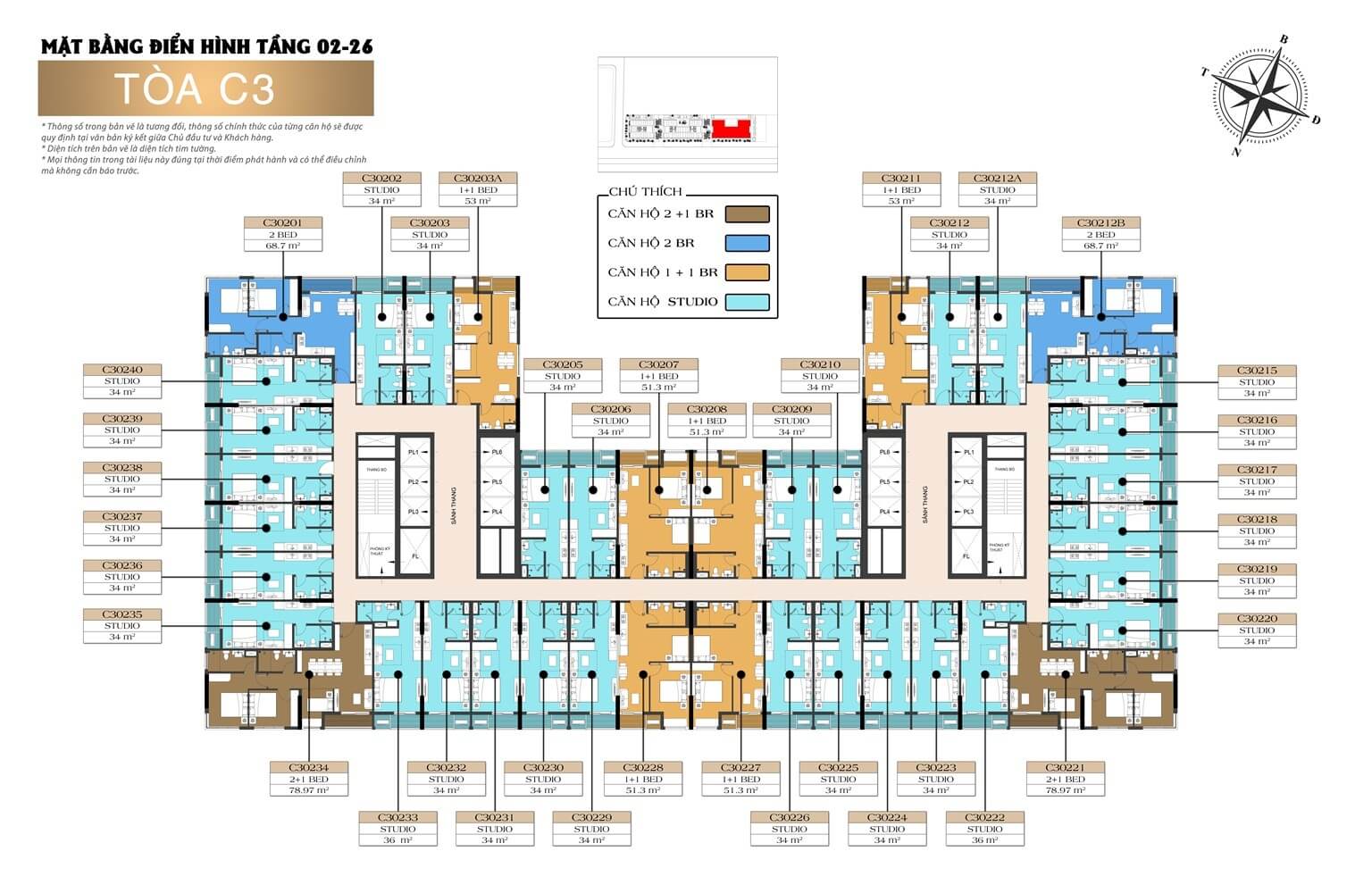 Mặt bằng tầng 2-26 tòa C3 Sun Centro Town dự án Sun Elite City Hạ Long