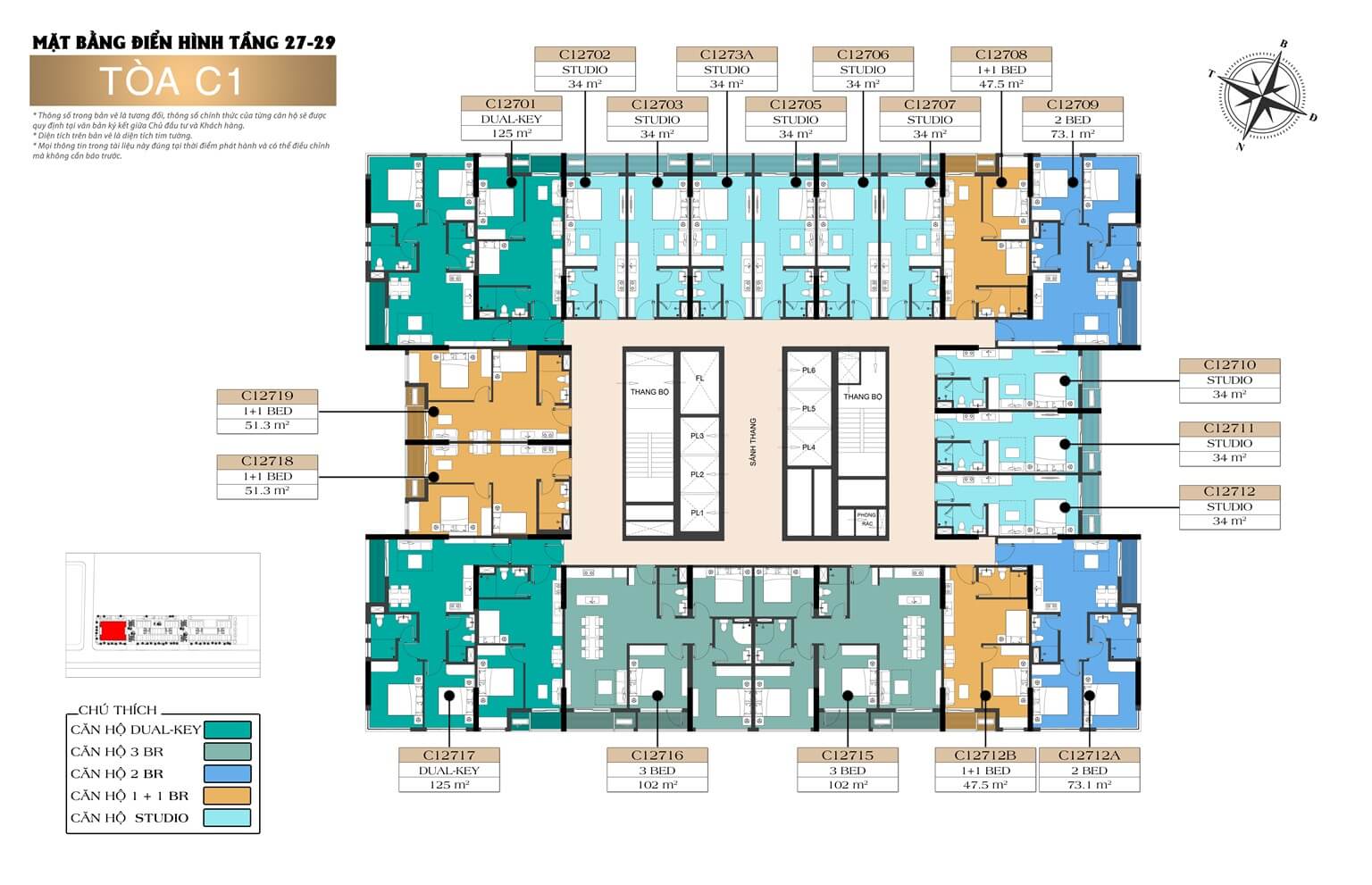 Mặt bằng tầng 27-29 tòa C1 Sun Centro Town dự án Sun Elite City Hạ Long