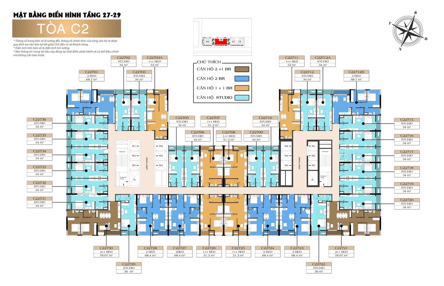 Mặt bằng tầng 27-29 tòa C2 Sun Centro Town dự án Sun Elite City Hạ Long
