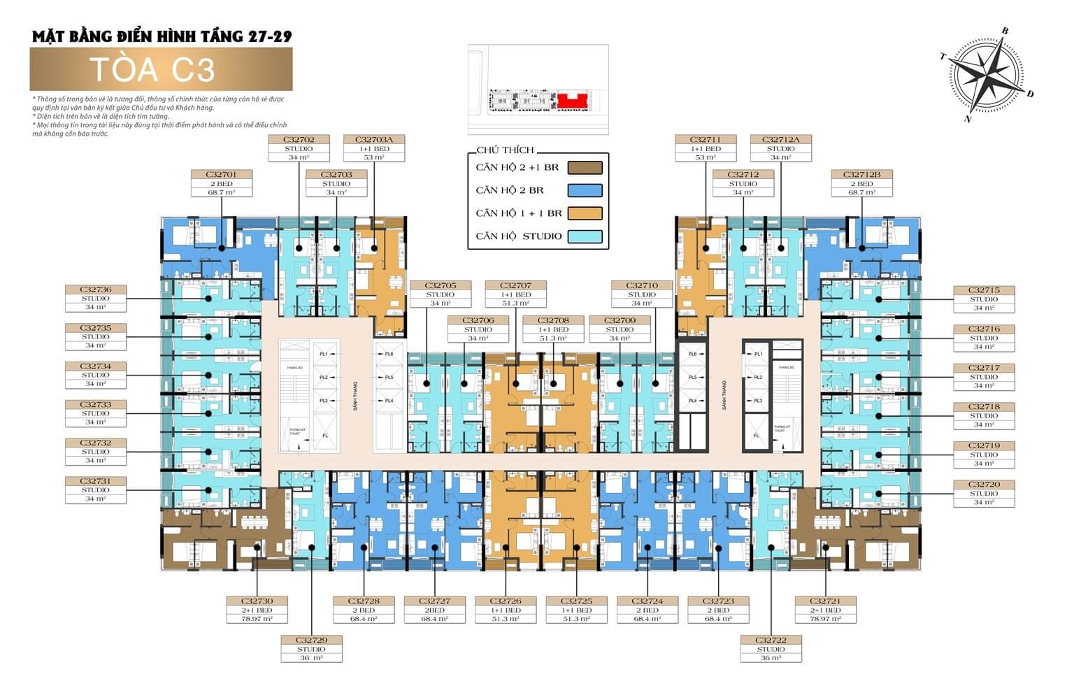 Mặt bằng tầng 27-29 tòa C3 Sun Centro Town dự án Sun Elite City Hạ Long
